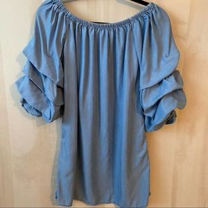 Zara Woman Premium Denim Off Shoulder Dress XS
